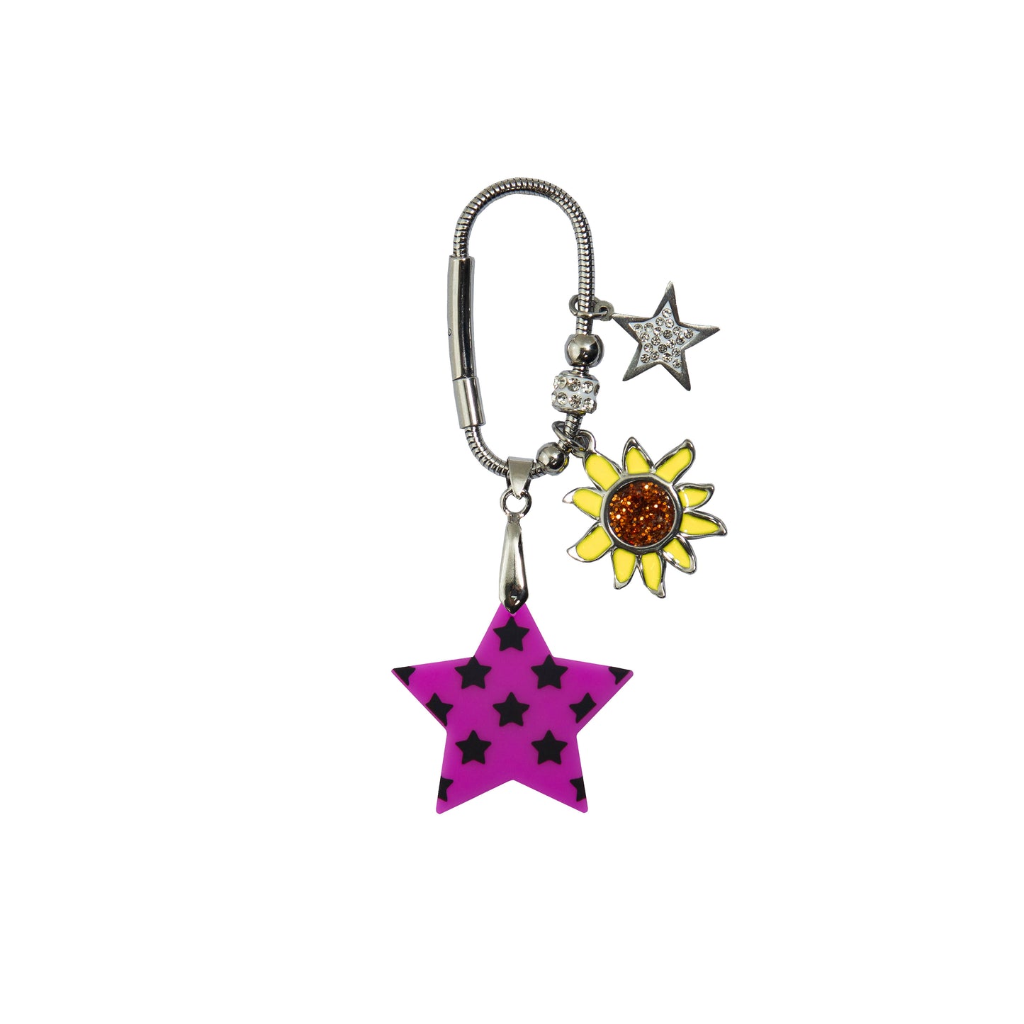 Star Print Small Star Shape Bag Charm Black