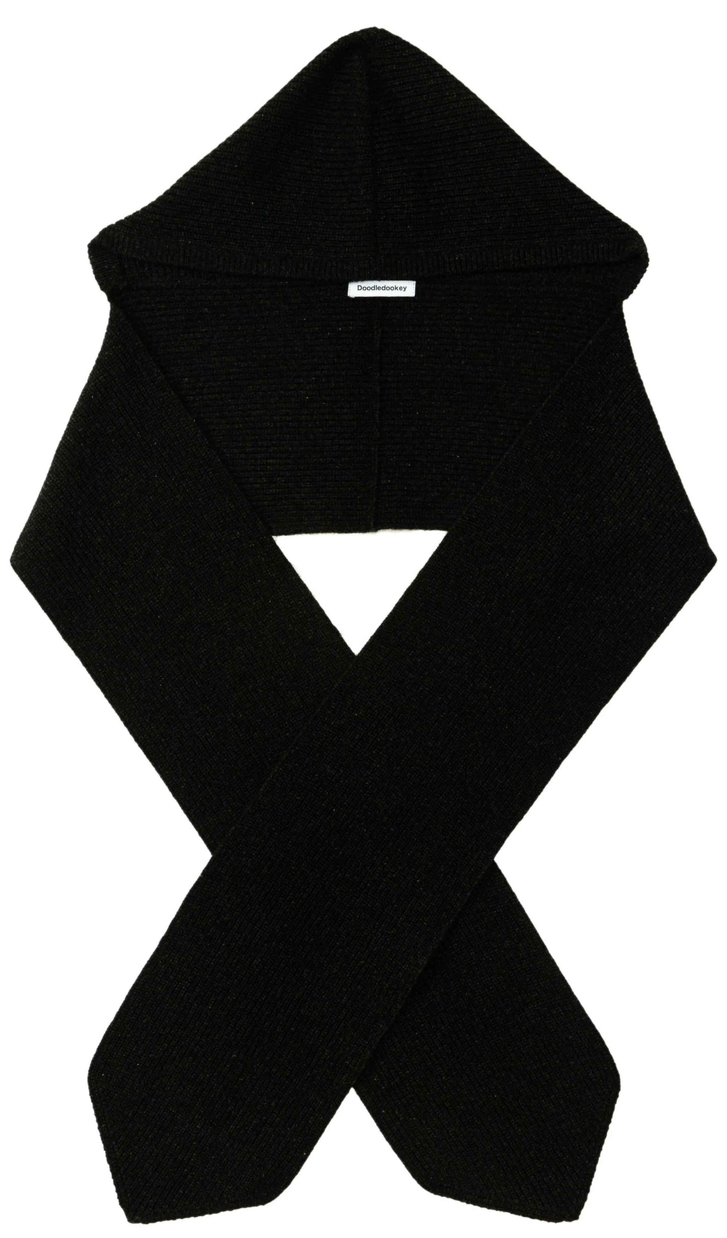 Yak Wool Ribbed Hooded Scarf Light Gray