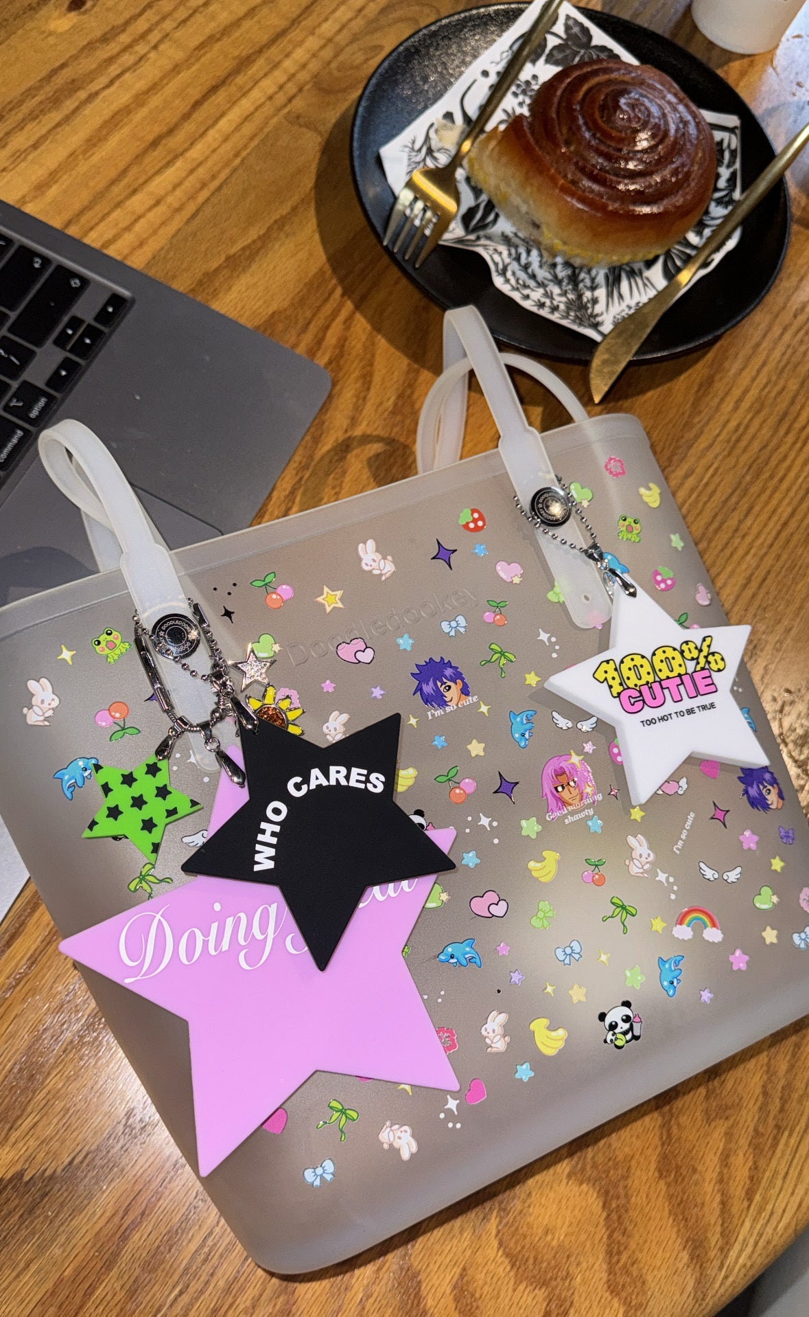100% Cutie Bag Charm Neon Green
