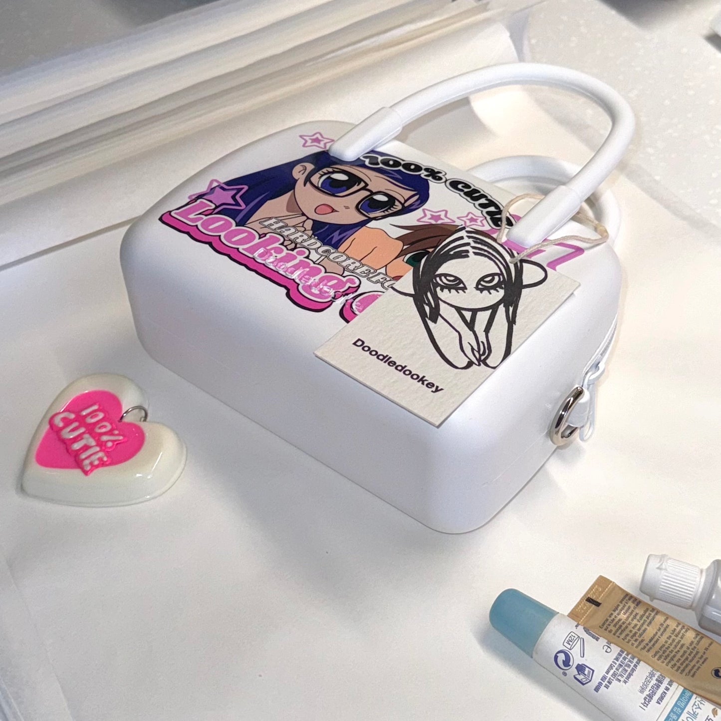 Silicone Anime Print Bag White