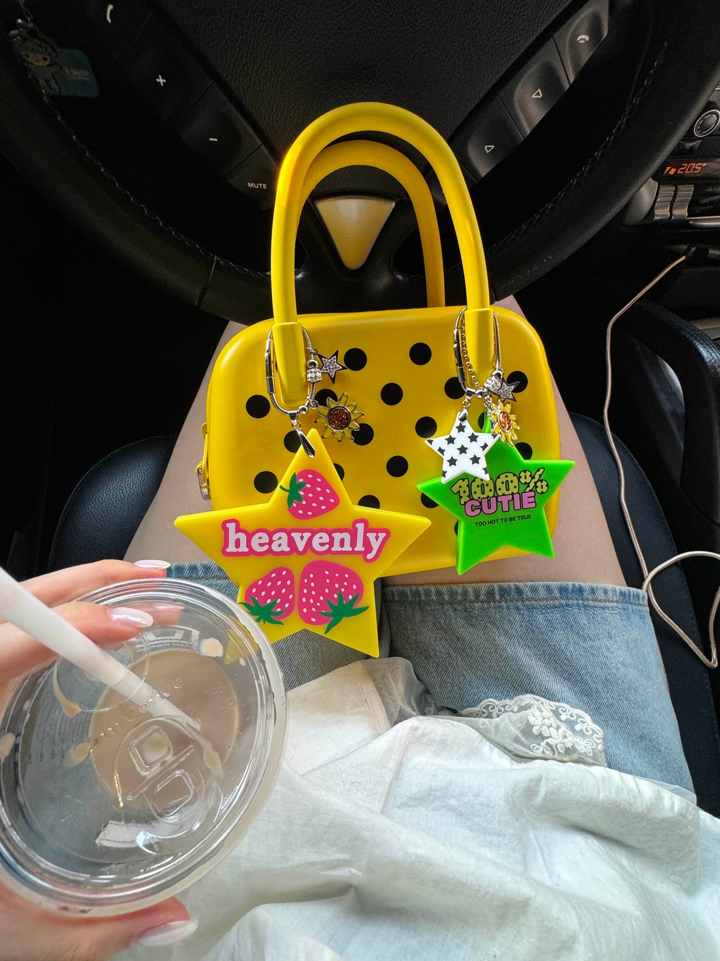 100% Cutie Star Shape Bag Charm White