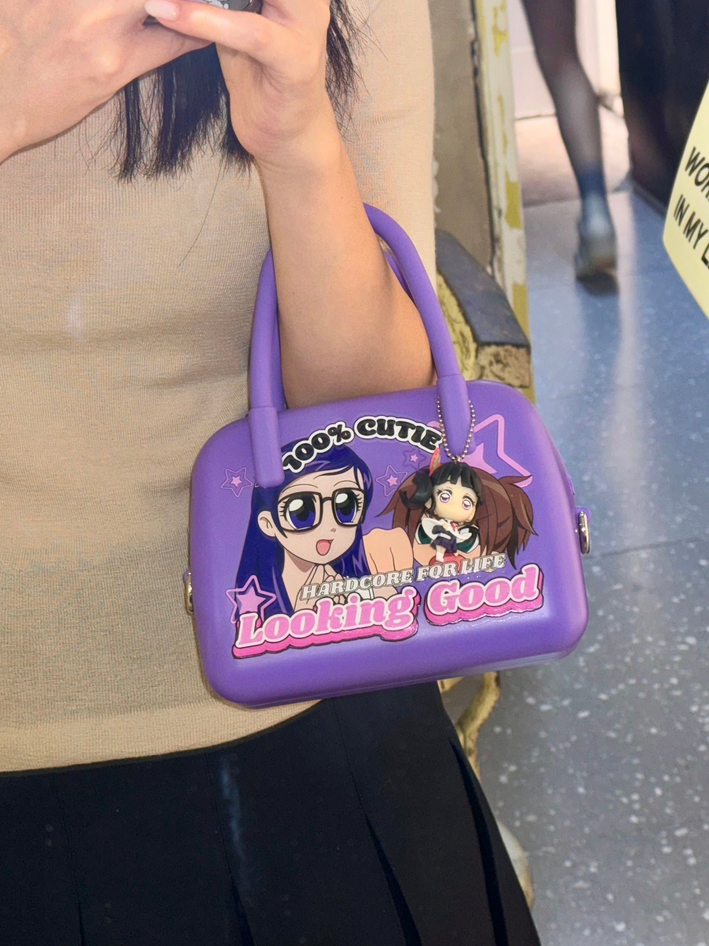 Silicone Anime Print Bag Purple