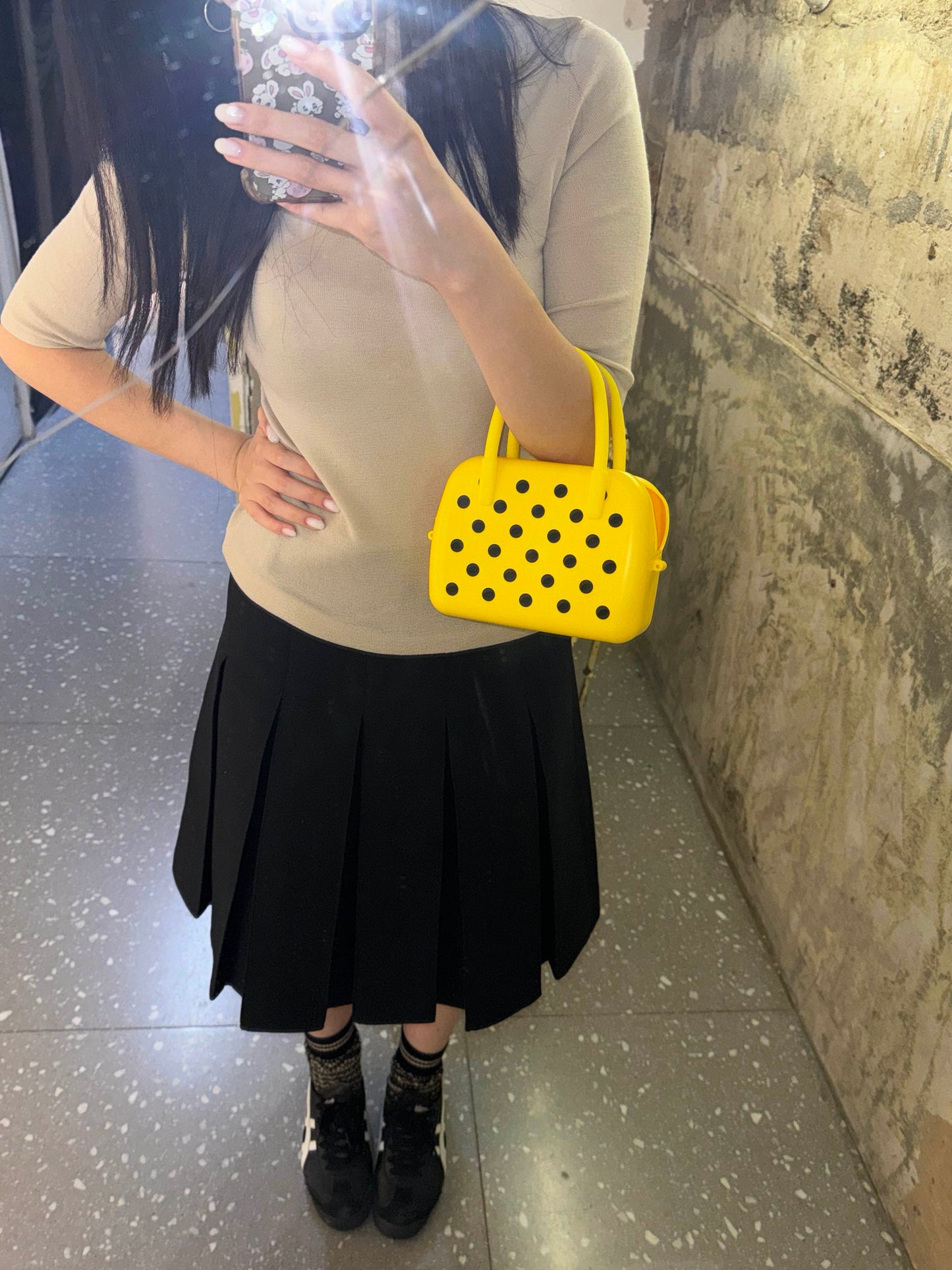 Silicone Polka Dot Bag Yellow