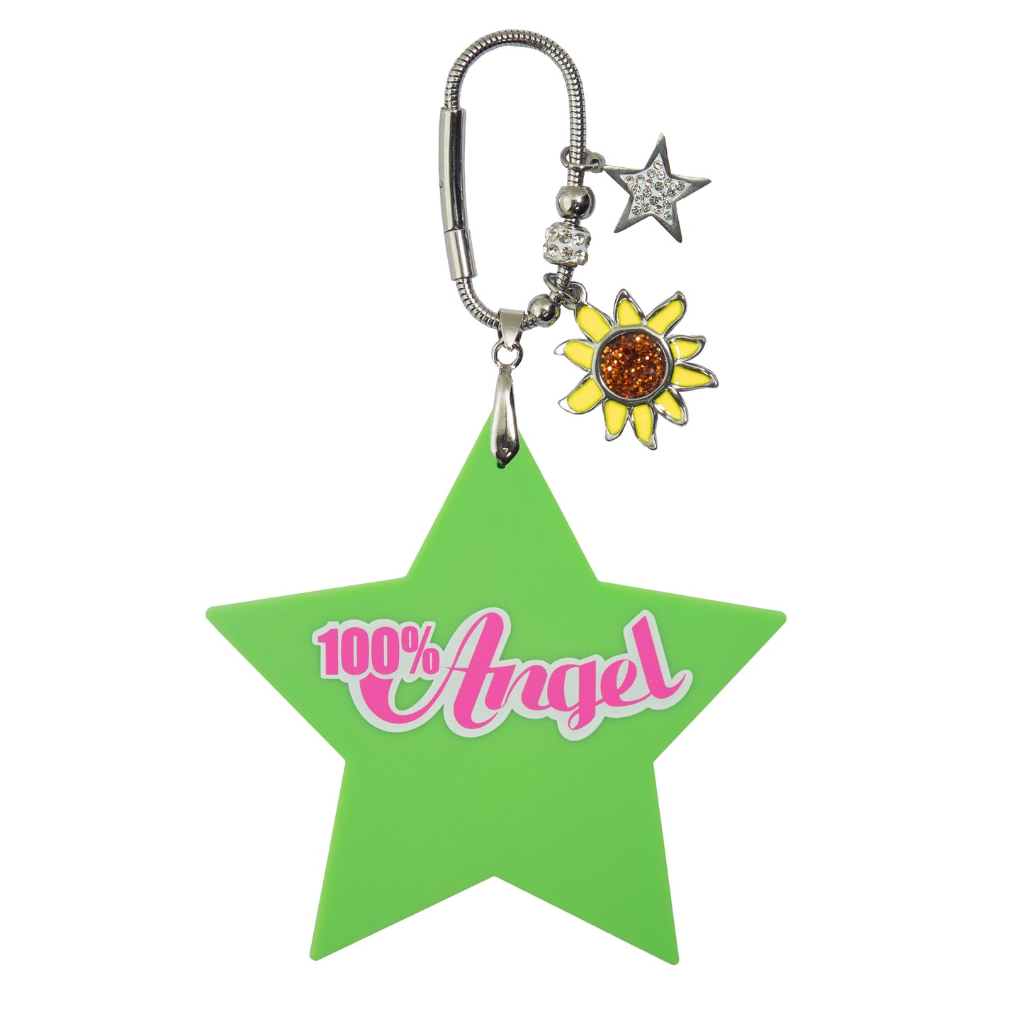 100% Angel Big Star Shape Bag Charm Mint Green