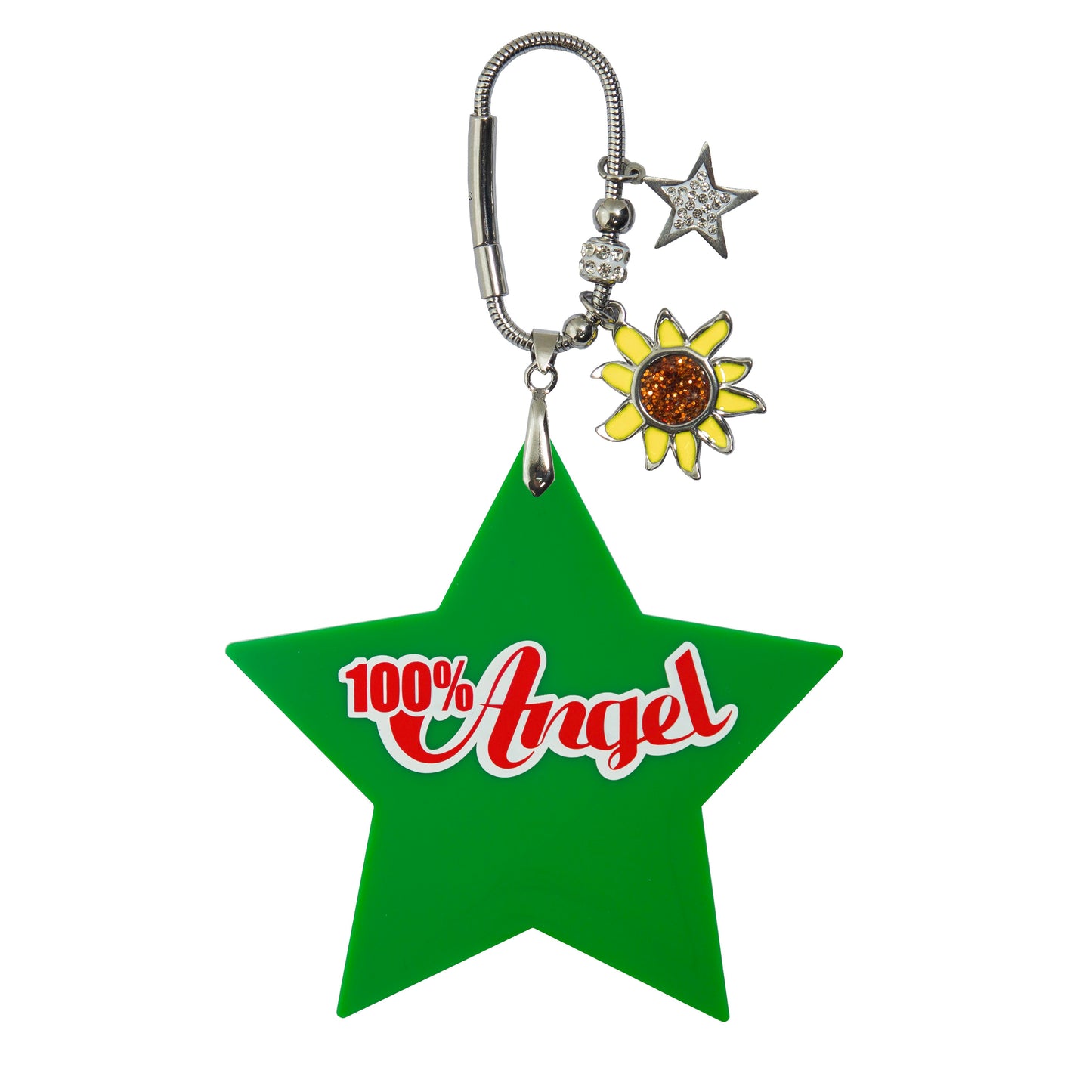 100% Angel Big Star Shape Bag Charm Mint Green