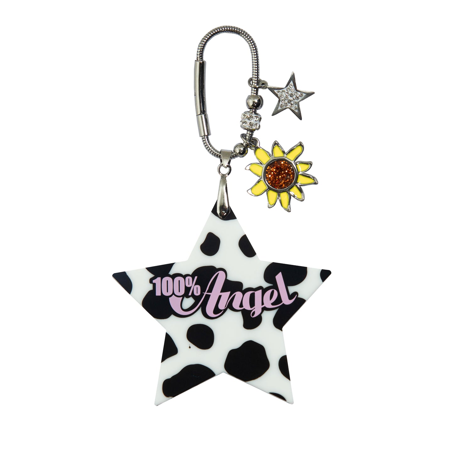 100% Angel Leopard Print Bag Charm White