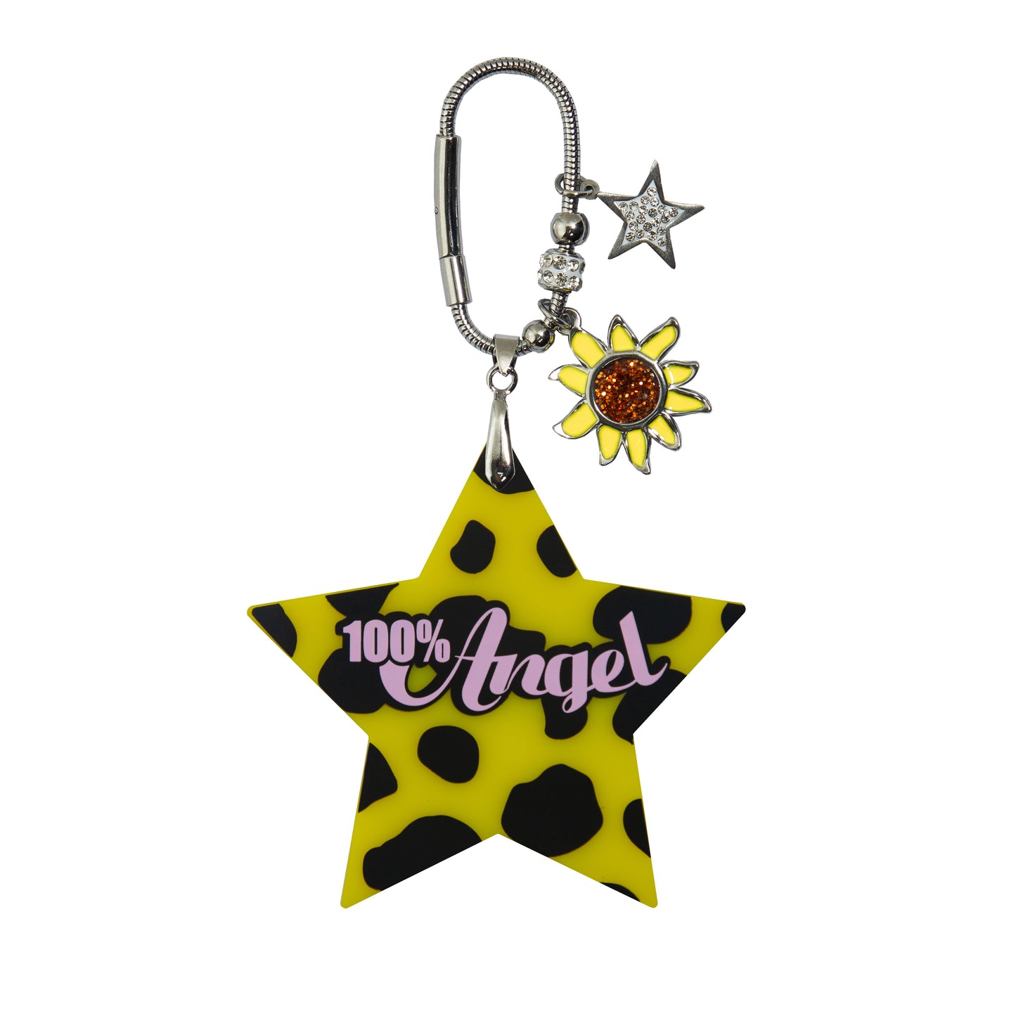 100% Angel Leopard Print Bag Charm White