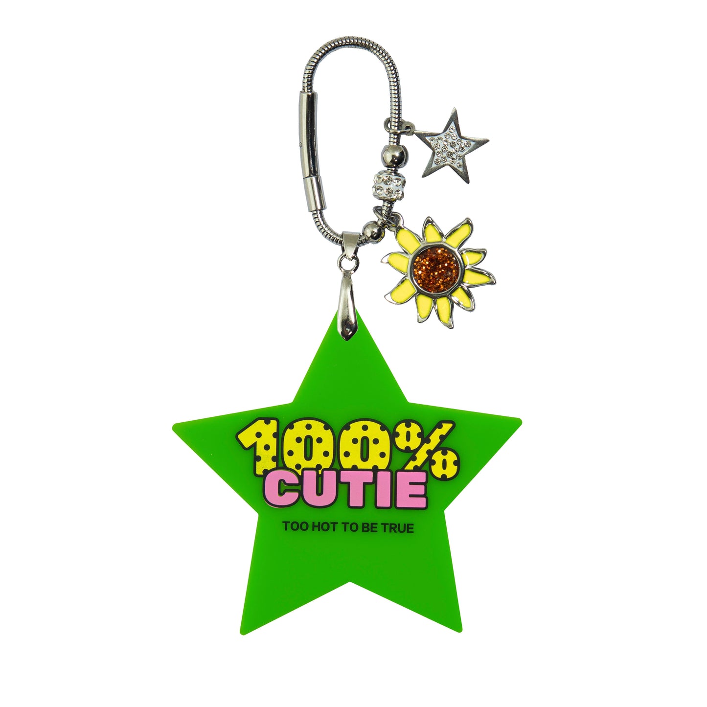 100% Cutie Bag Charm Neon Green
