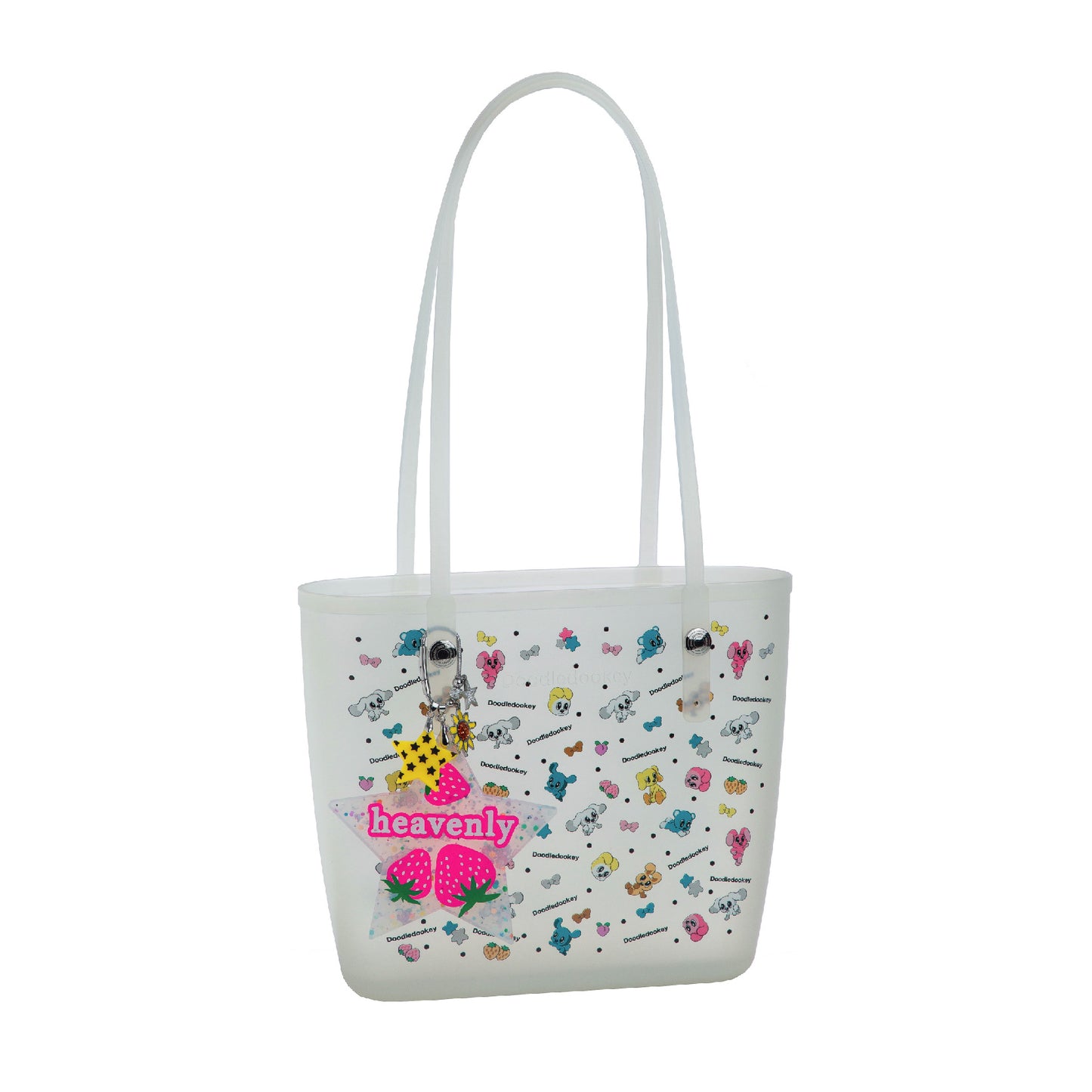 Puppy Tote Bag With Bag Charm Clear