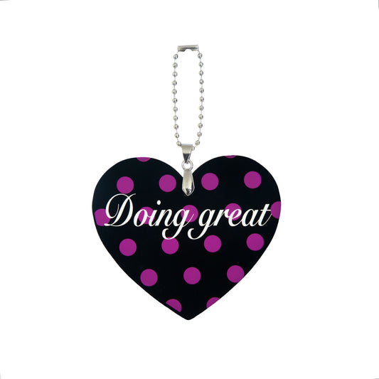 Polka Dot Heart Shape Bag Charm Black