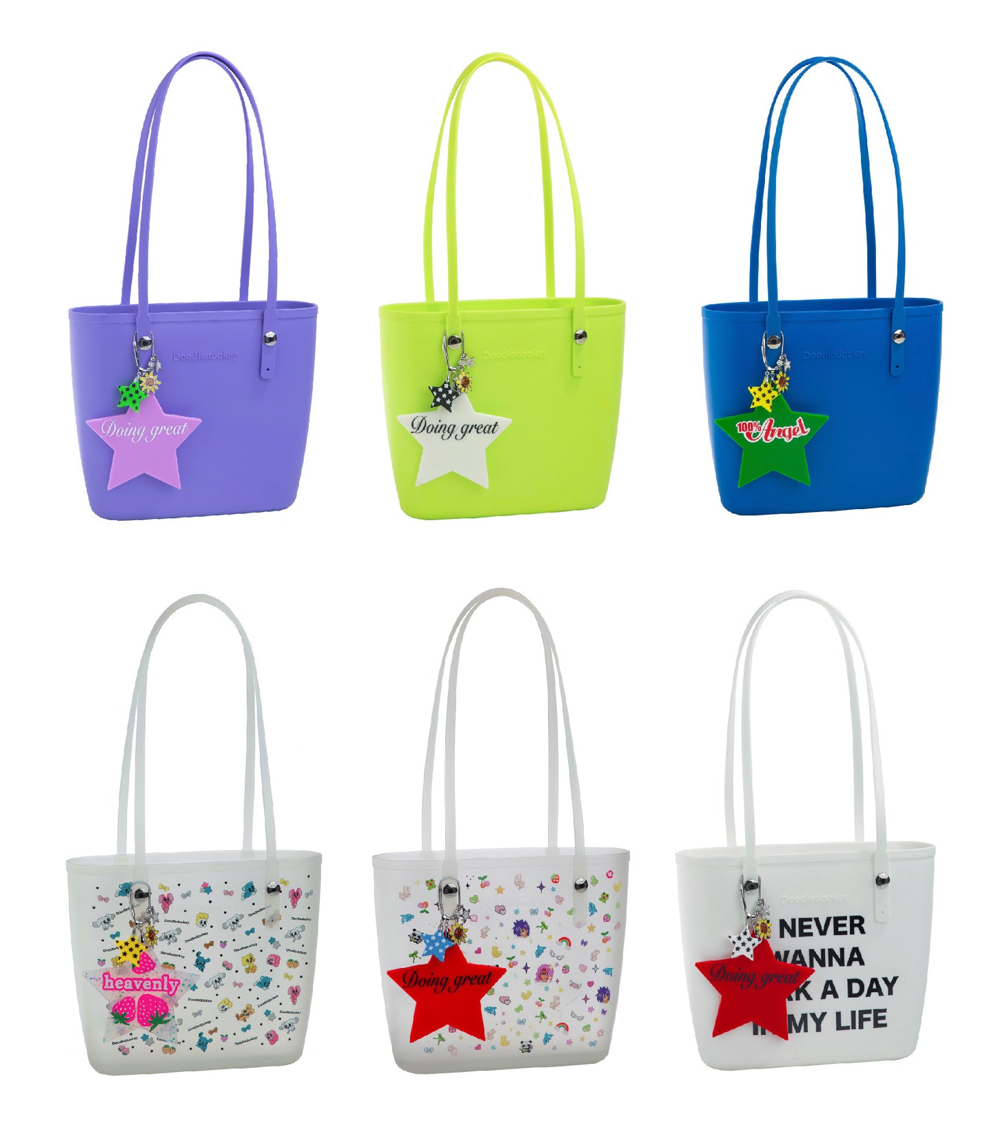 Star Print Small Star Shape Bag Charm Black