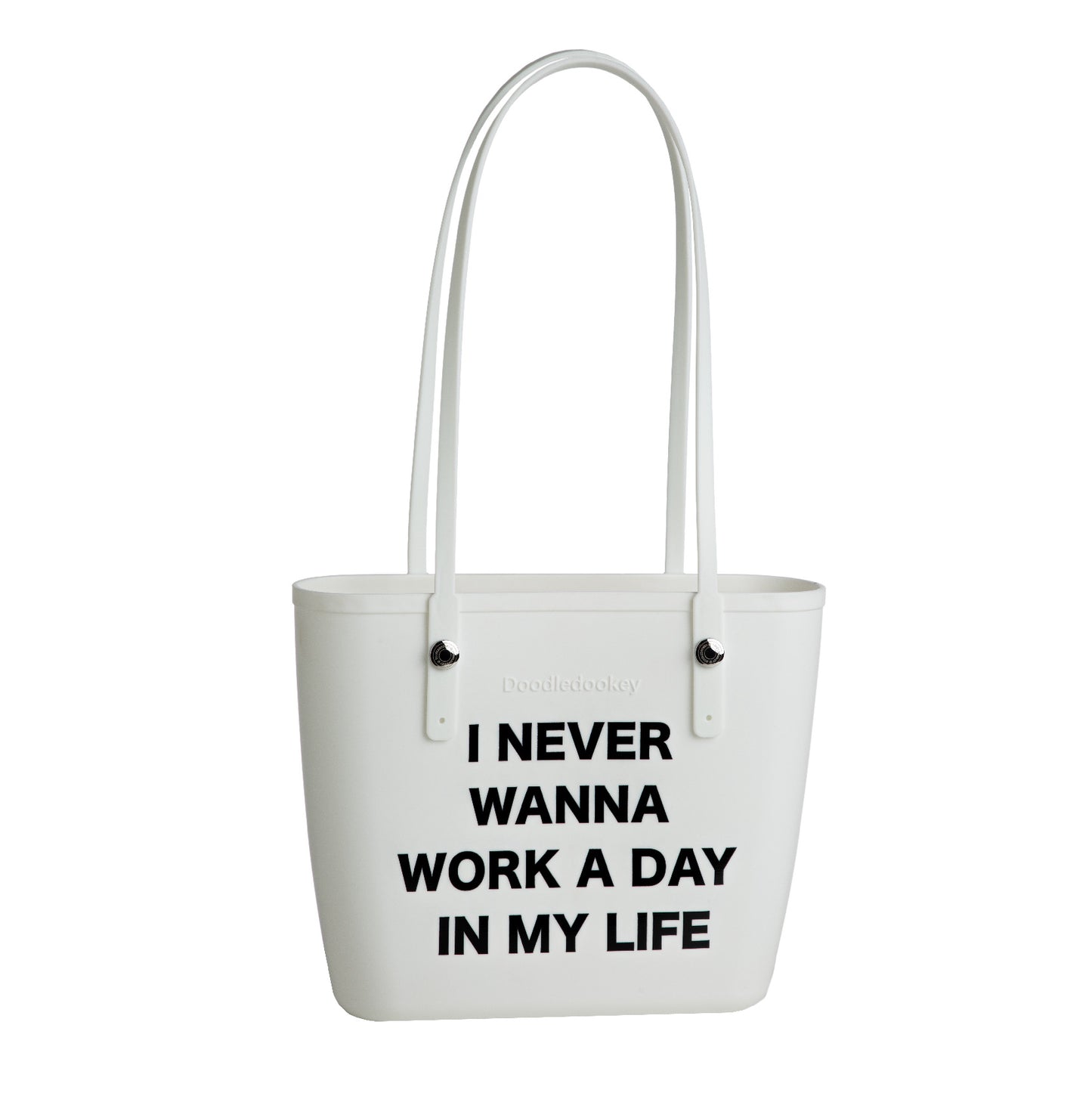 Looking Good Slogan Tote Bag With Bag Charm White