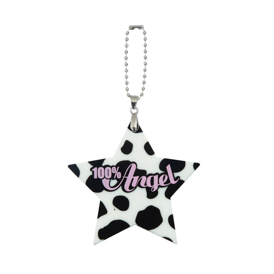 100% Angel Leopard Print Bag Charm White