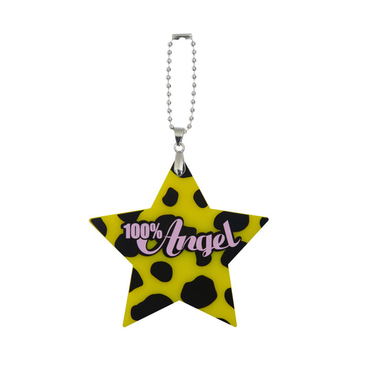 100% Angel Leopard Print Bag Charm Yellow