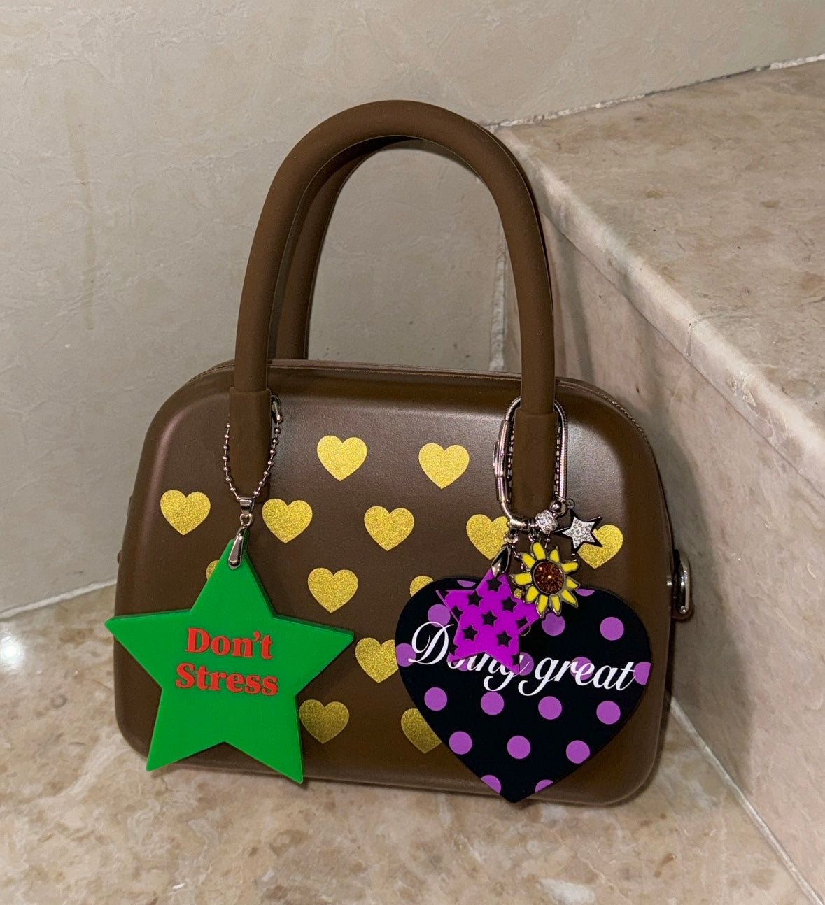 Don't Stress Star Shape Bag Charm Green