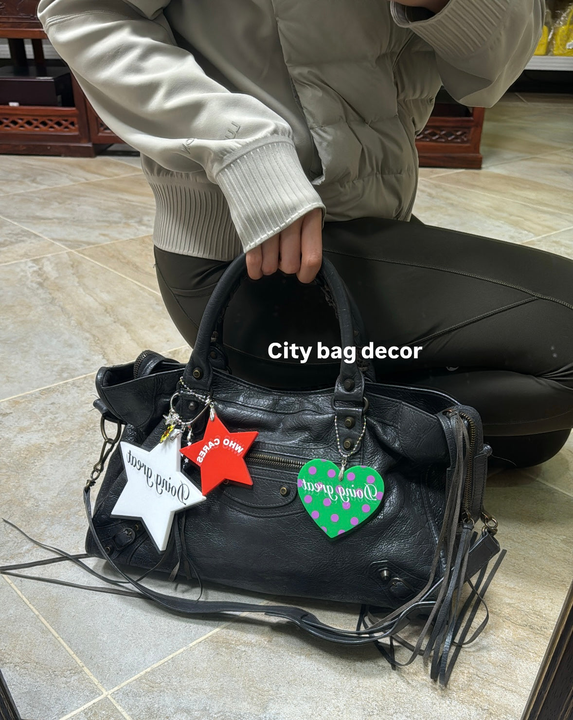 Polka Dot Bag Charm Green