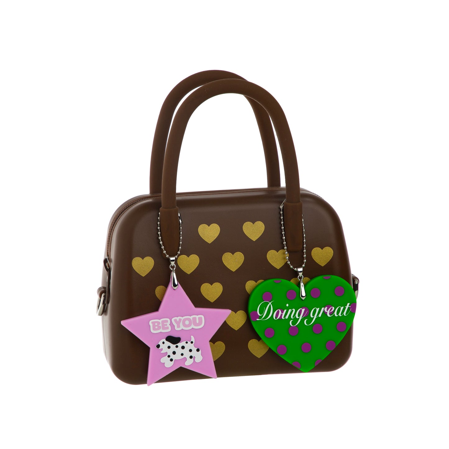 Silicone Heart Shape Bag Brown