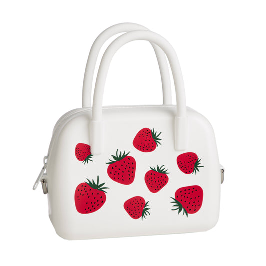 Silicone Strawberry Fruity Print Bag White