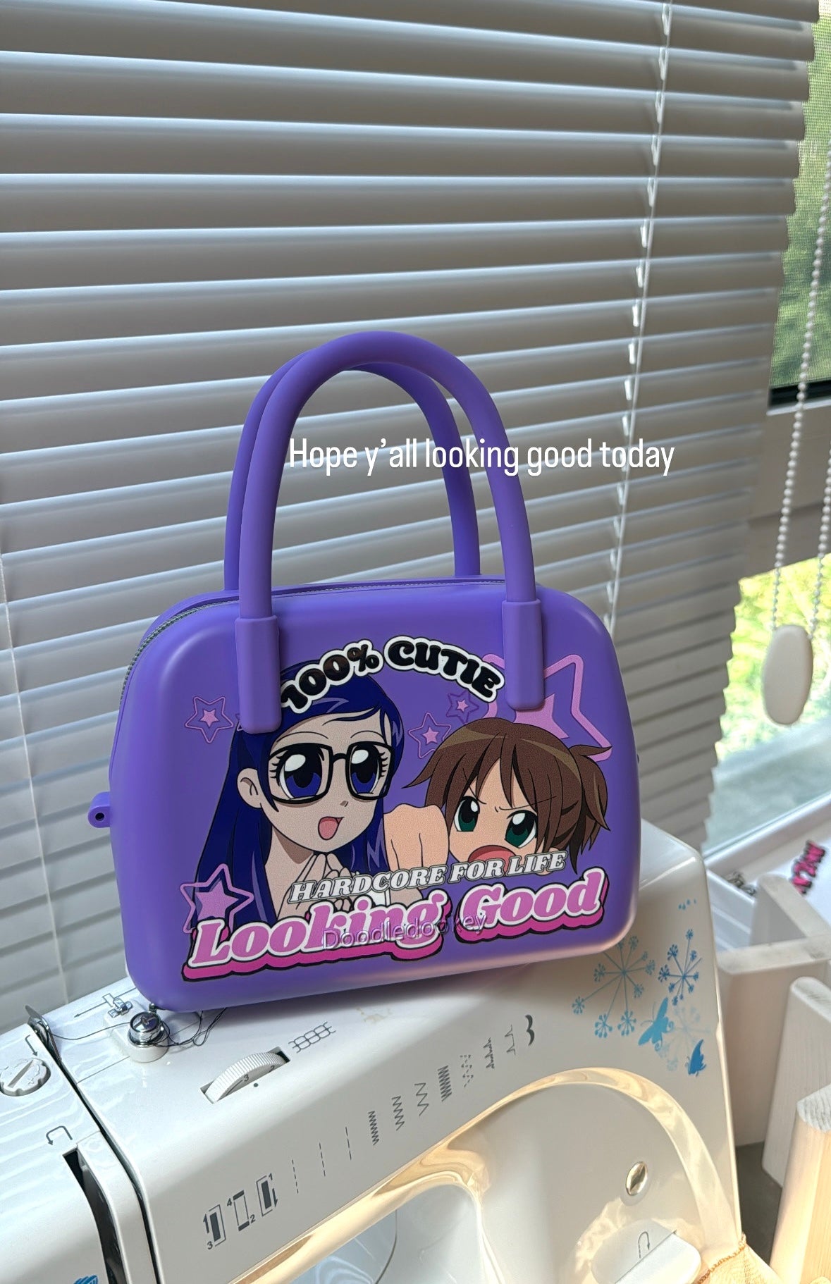 Silicone Anime Print Bag Purple