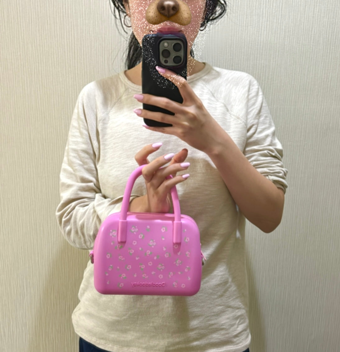 Silicone Floral Bag Pink
