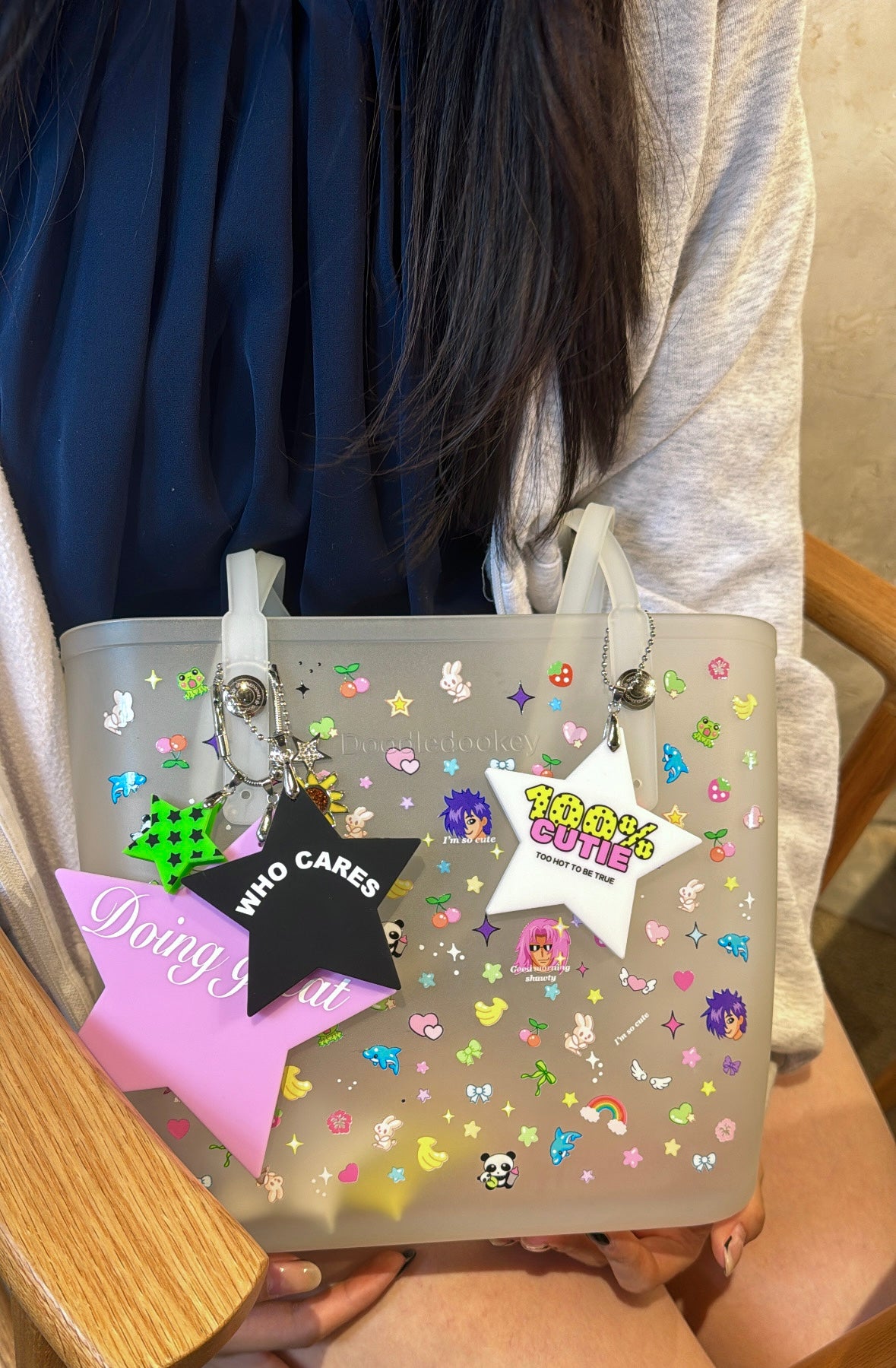 Emoji Tote Bag With Bag Charm Clear
