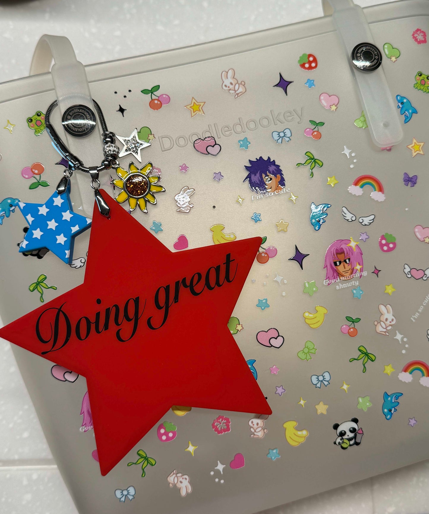 Doing Great Big Star Shape Bag Charm Red