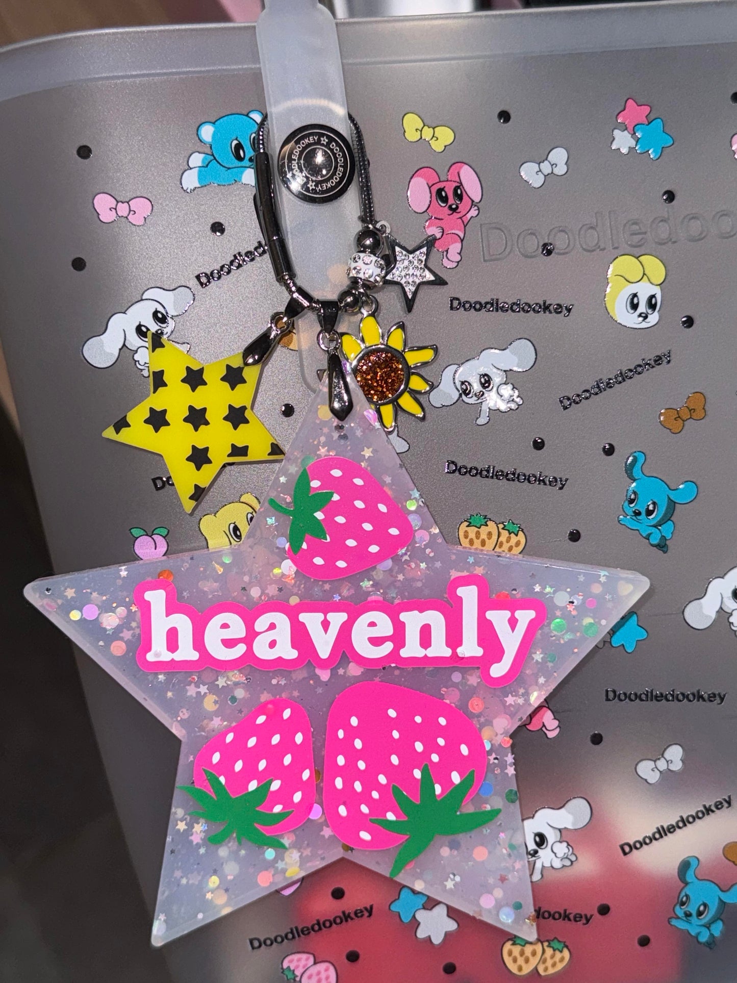 Heavenly Strawberry Big Star Shape Bag Charm Clear