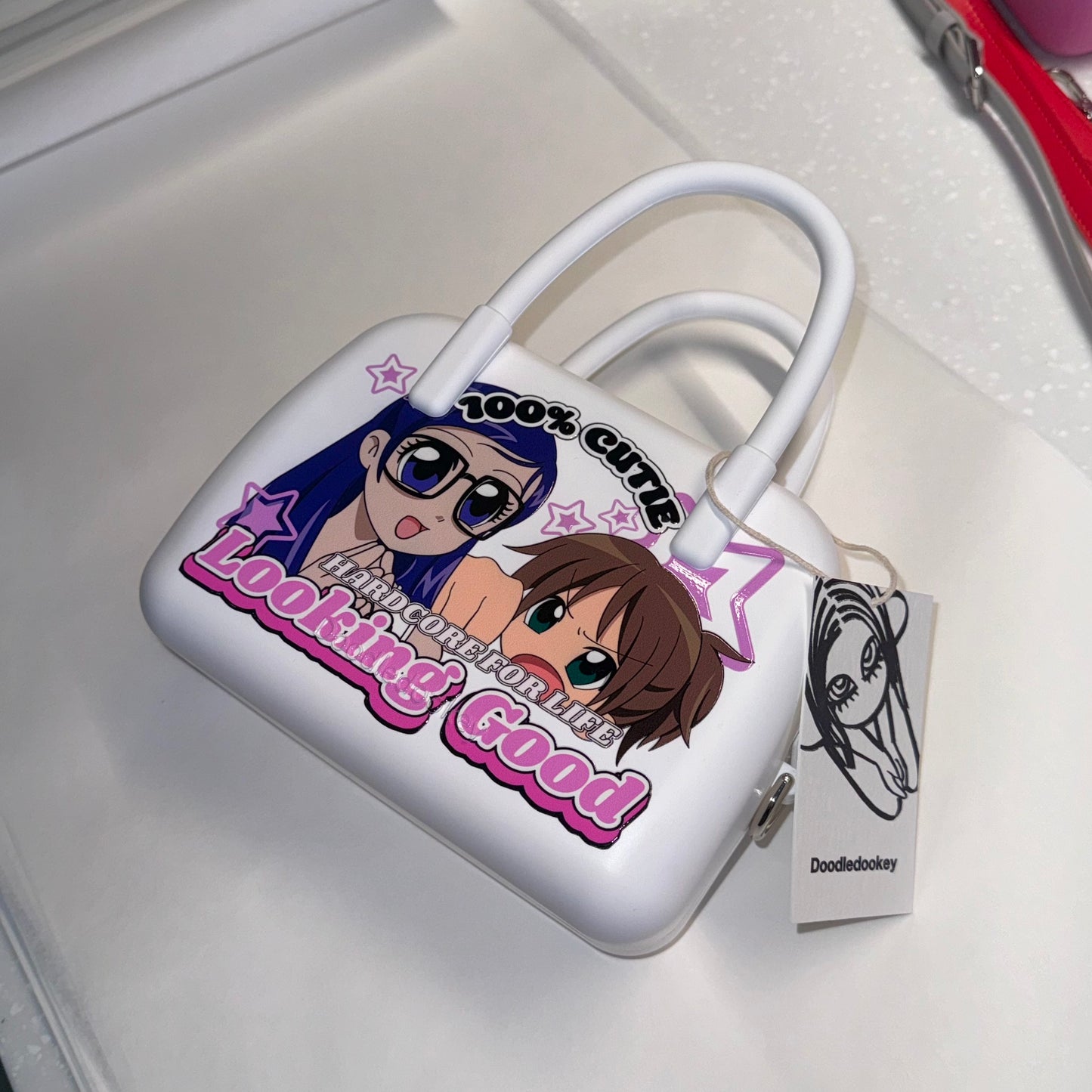 Silicone Anime Print Bag White