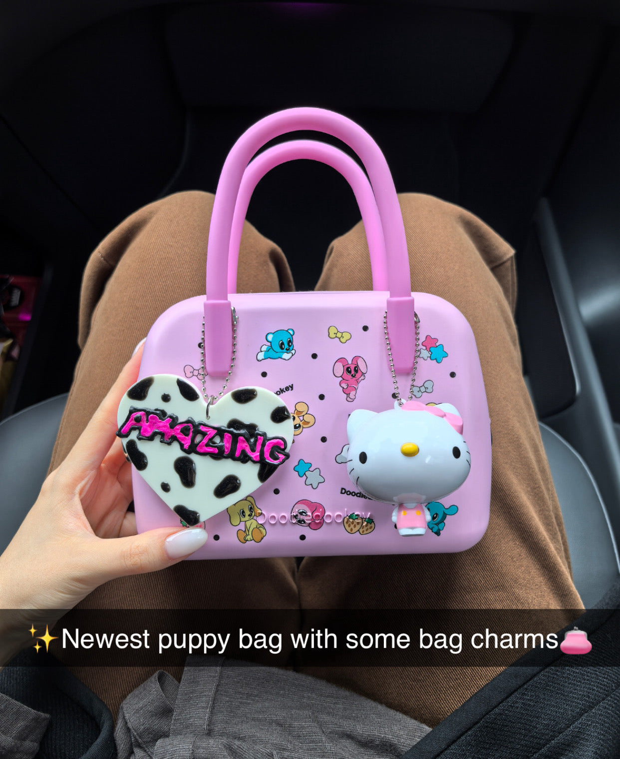 Silicone Puppy Print Bag Pink