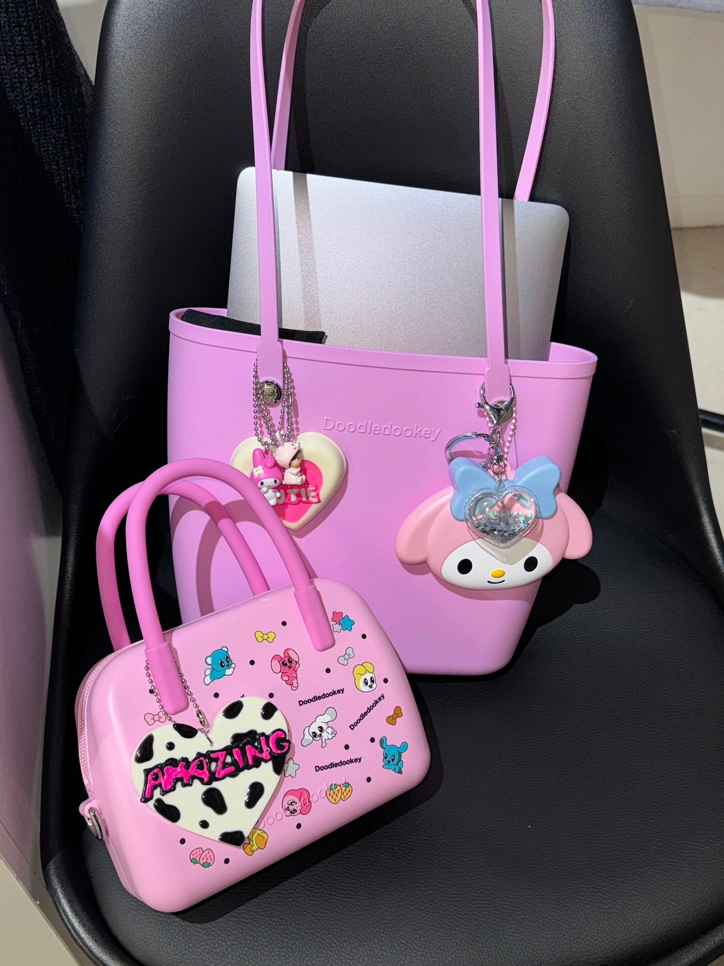 Silicone Puppy Print Bag Pink