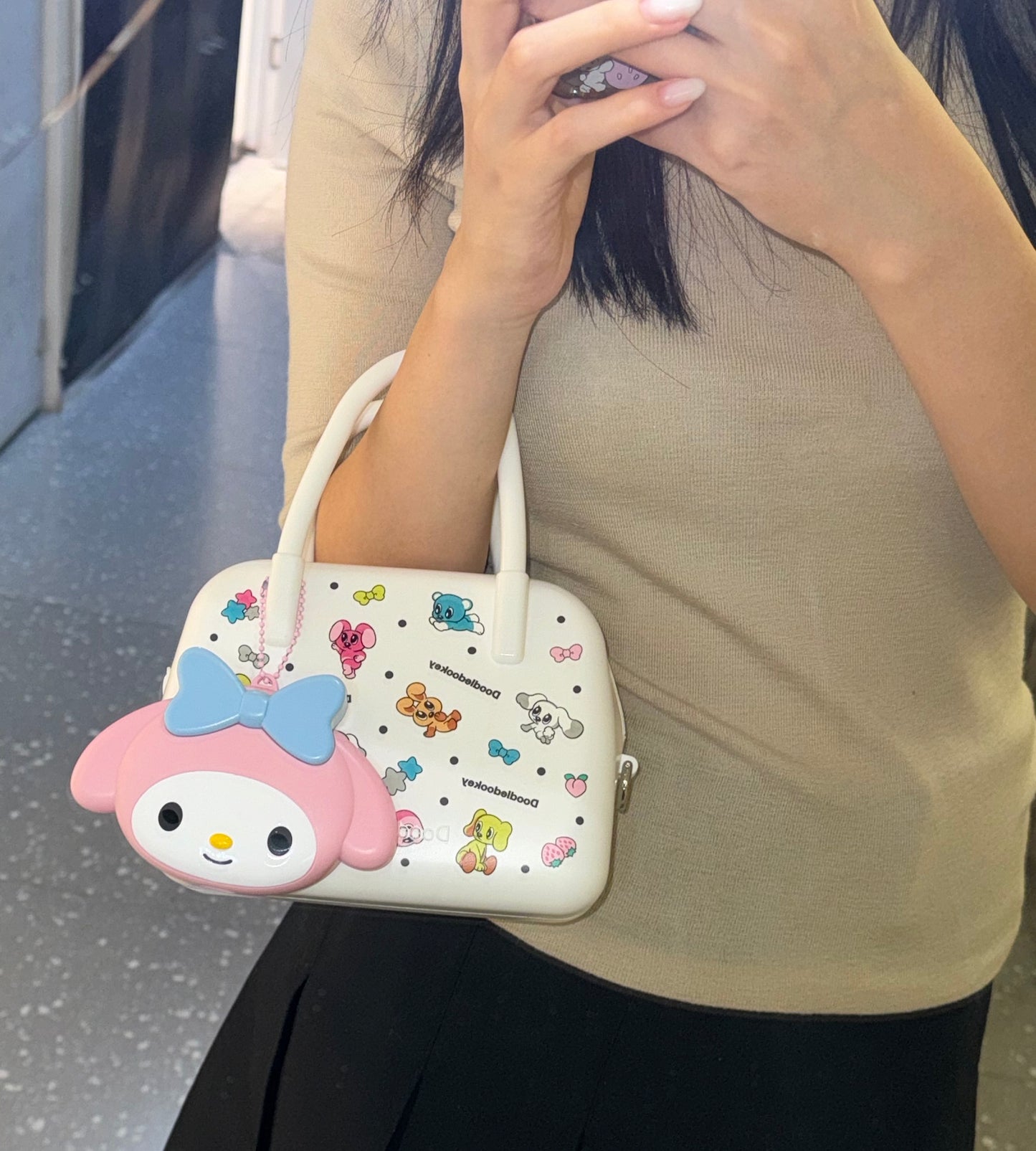 Silicone Puppy Print Bag White
