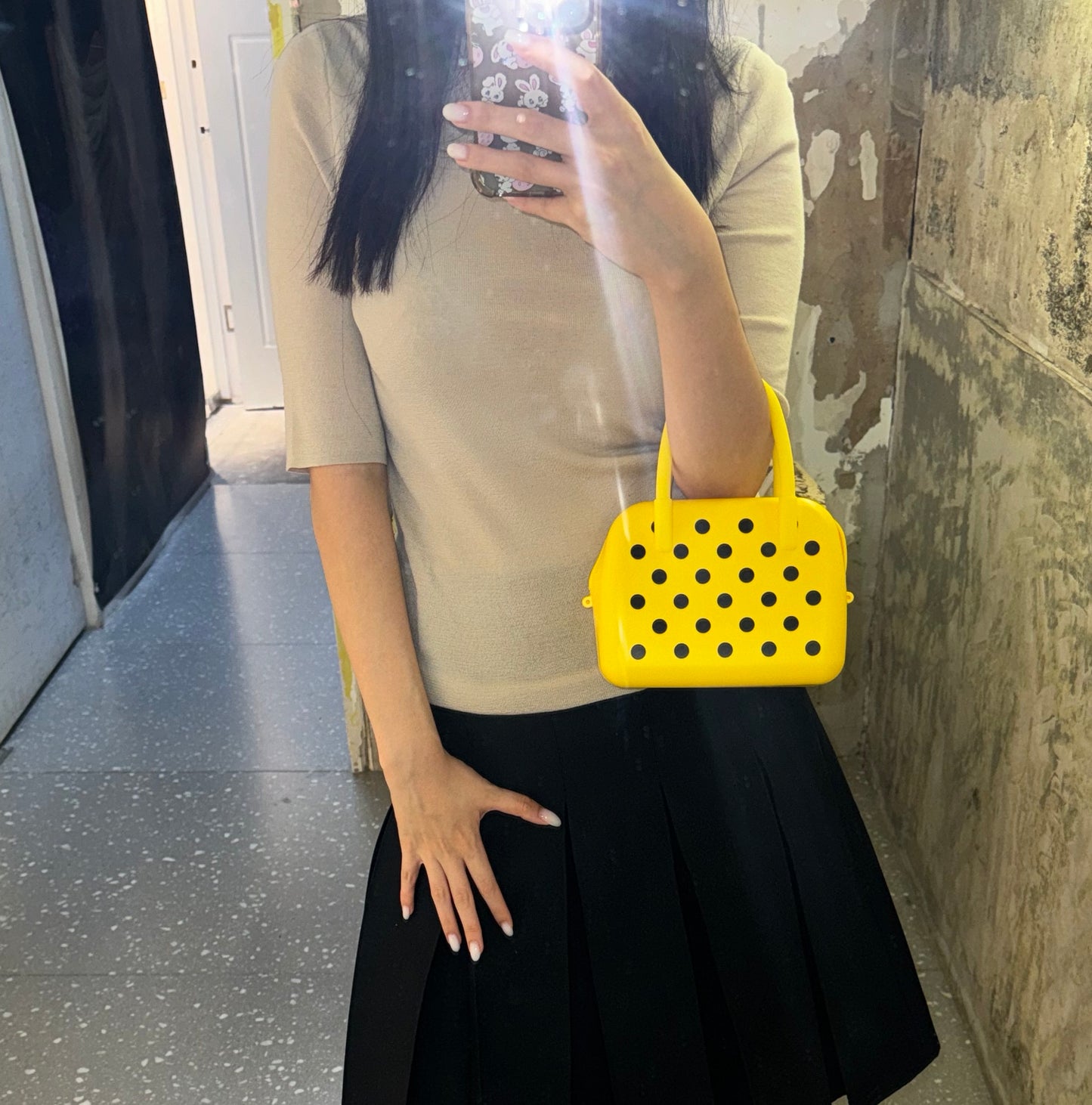 Silicone Polka Dot Bag Yellow