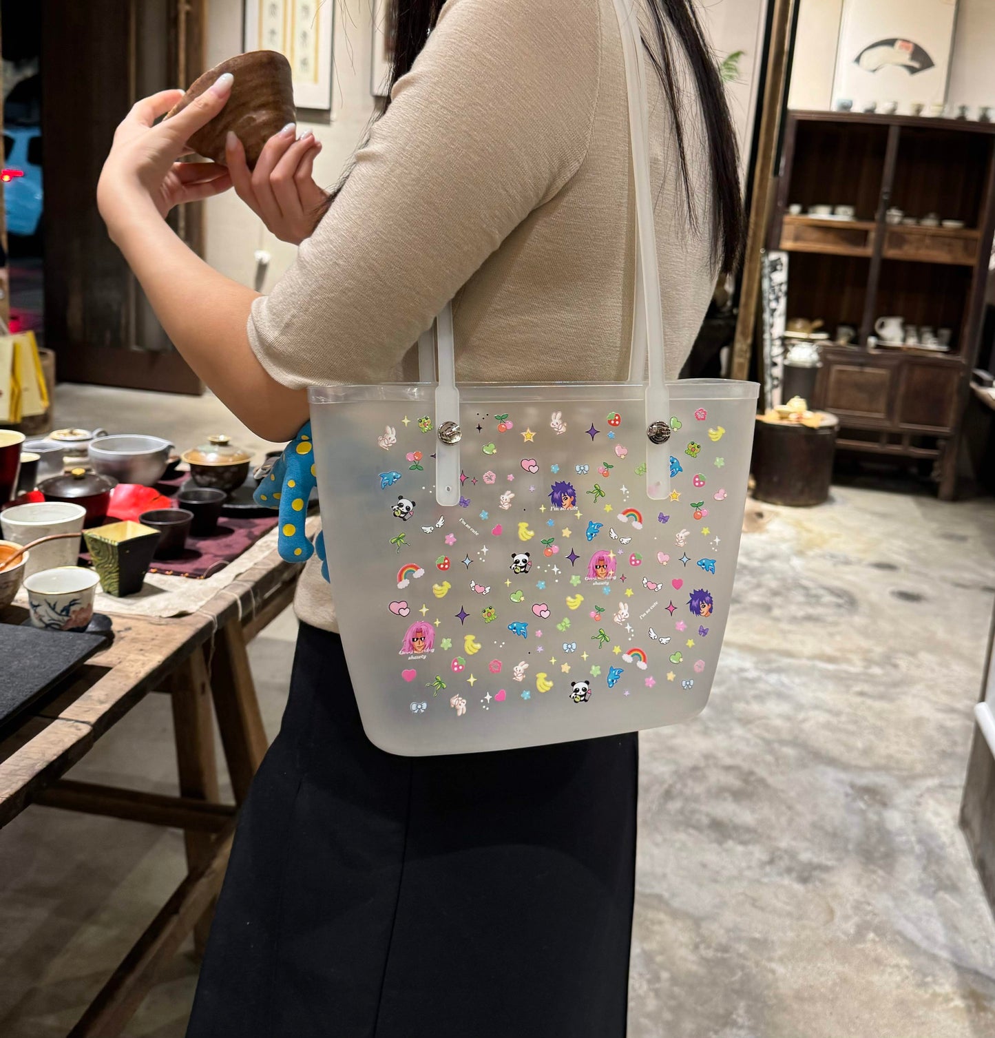 Emoji Tote Bag With Bag Charm Clear