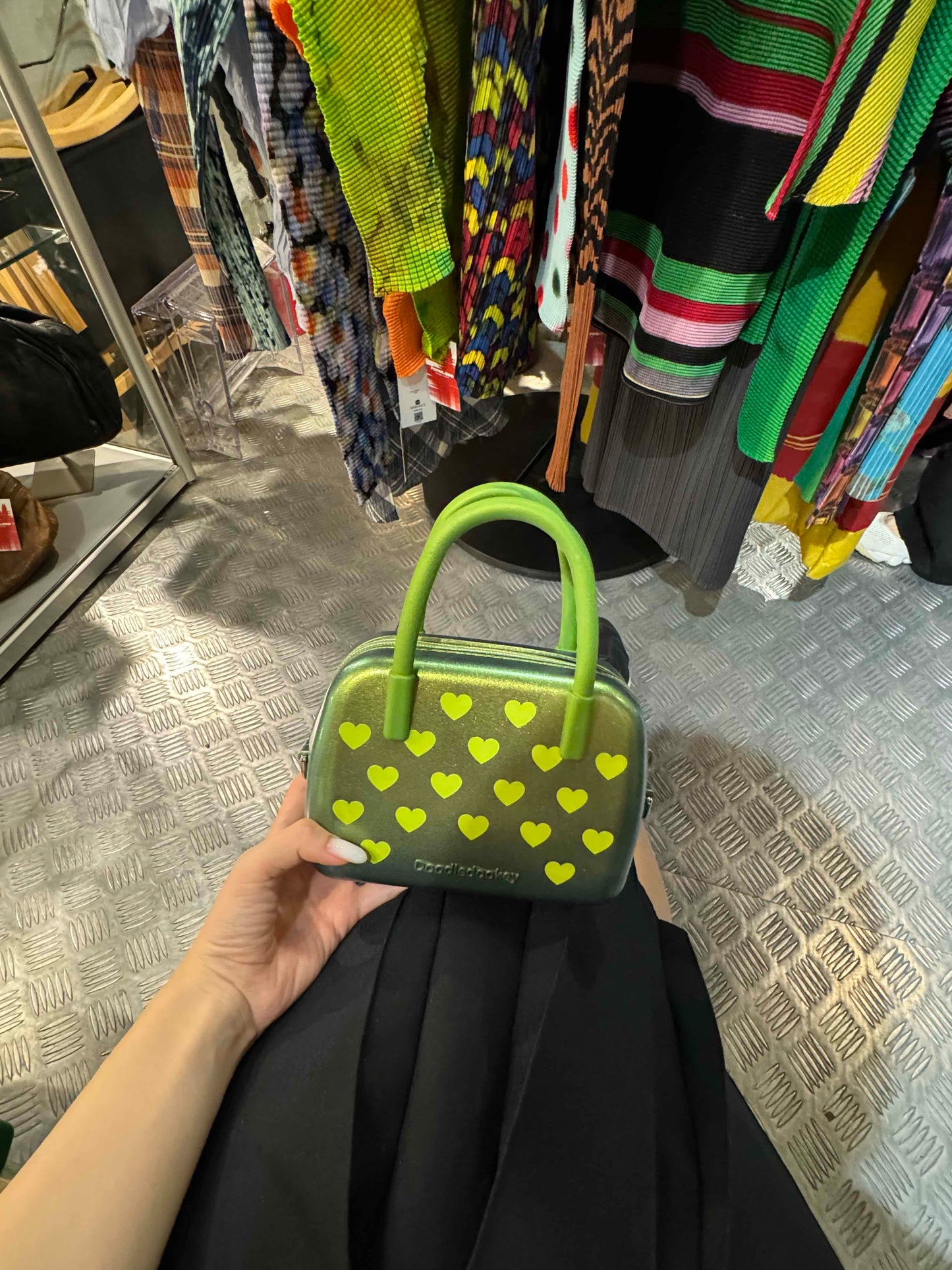 Silicone Heart Shape Bag Metal Green