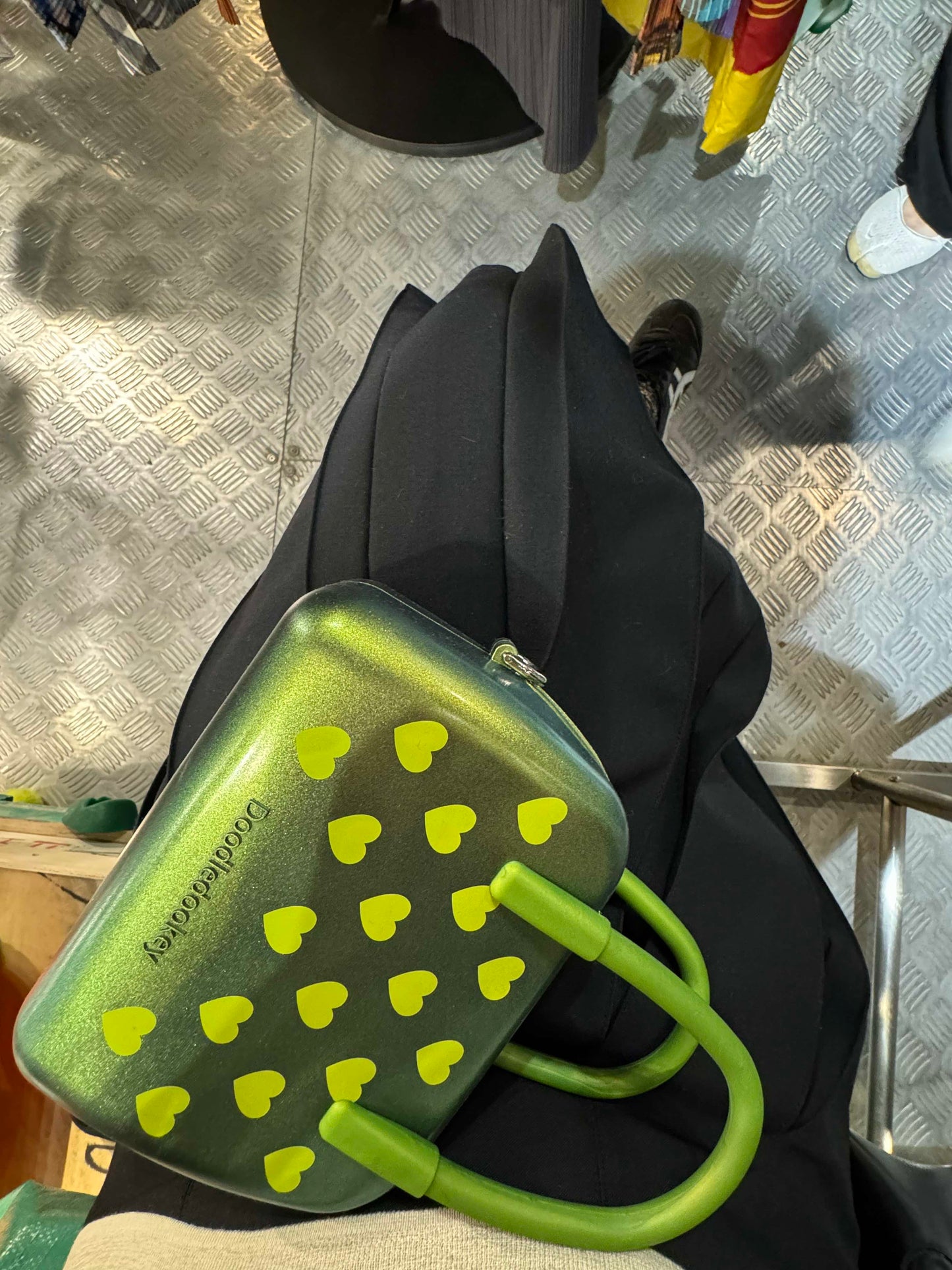 Silicone Heart Shape Bag Metal Green