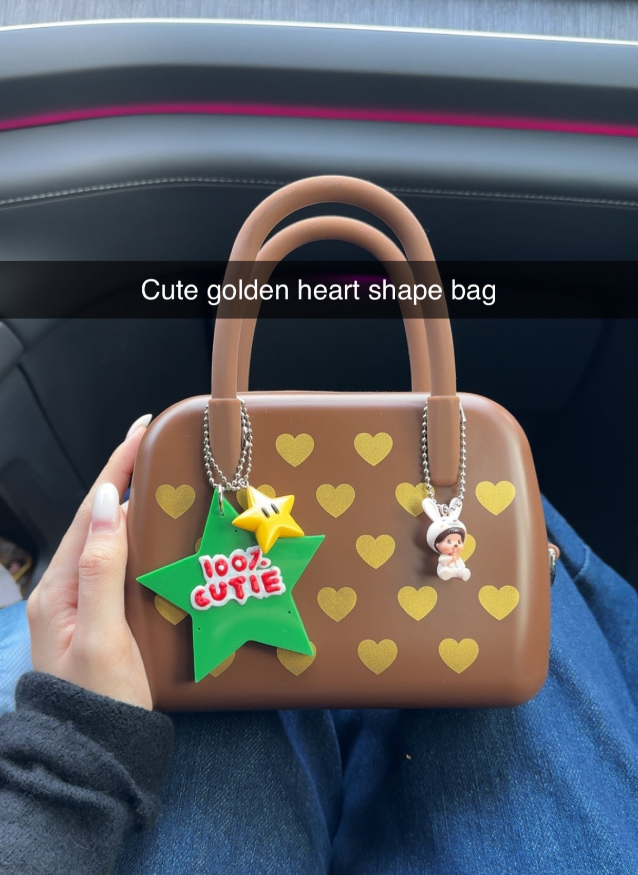 Silicone Heart Shape Bag Brown