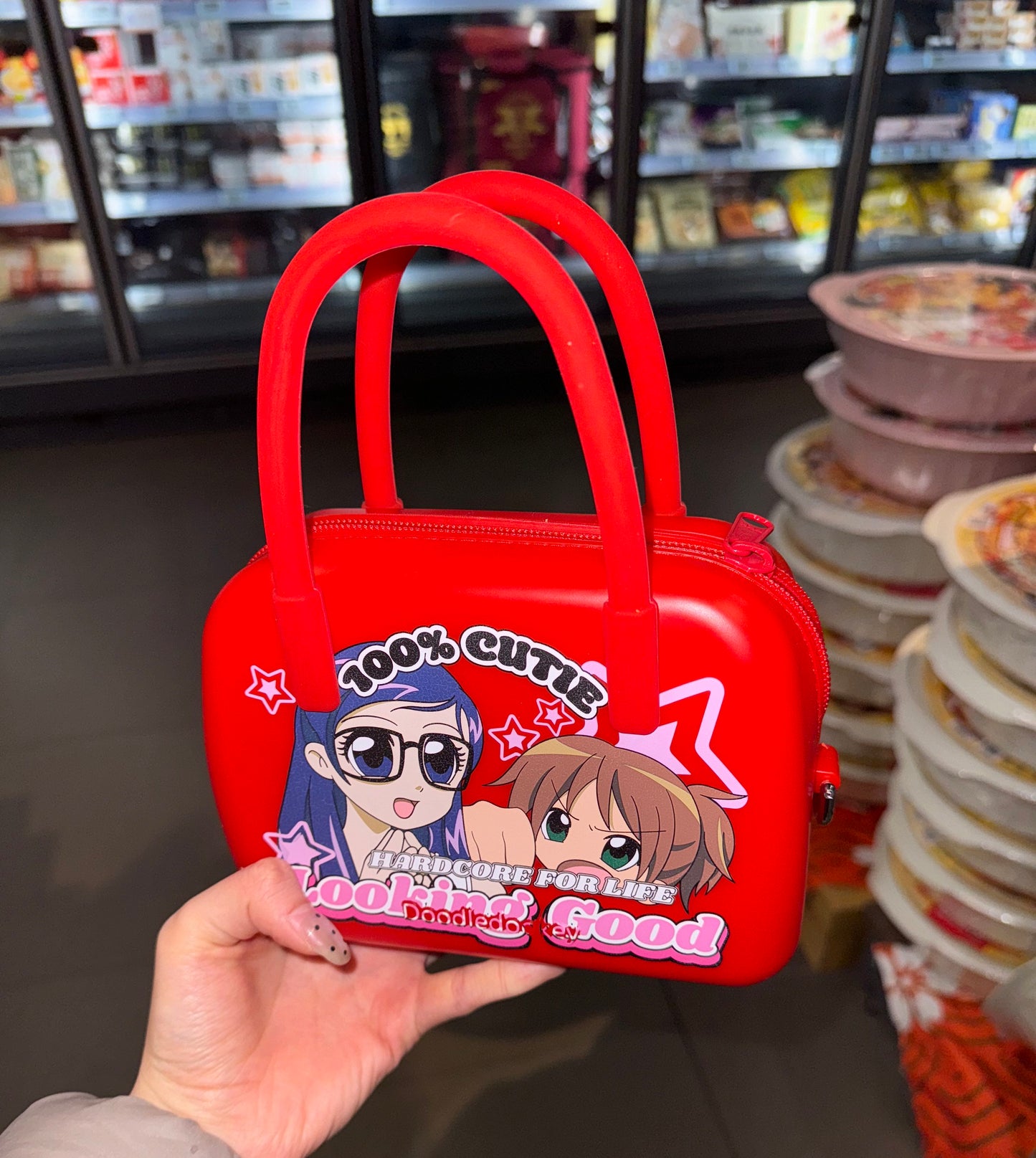 Silicone Anime Print Bag Red