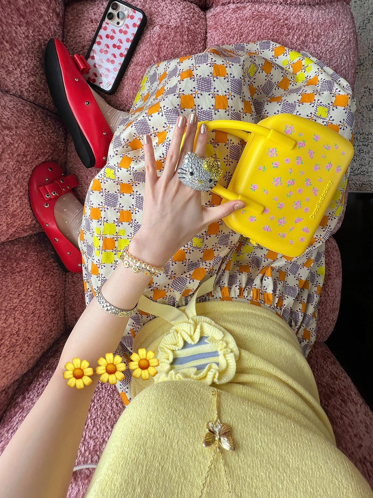 Silicone Floral Bag Yellow
