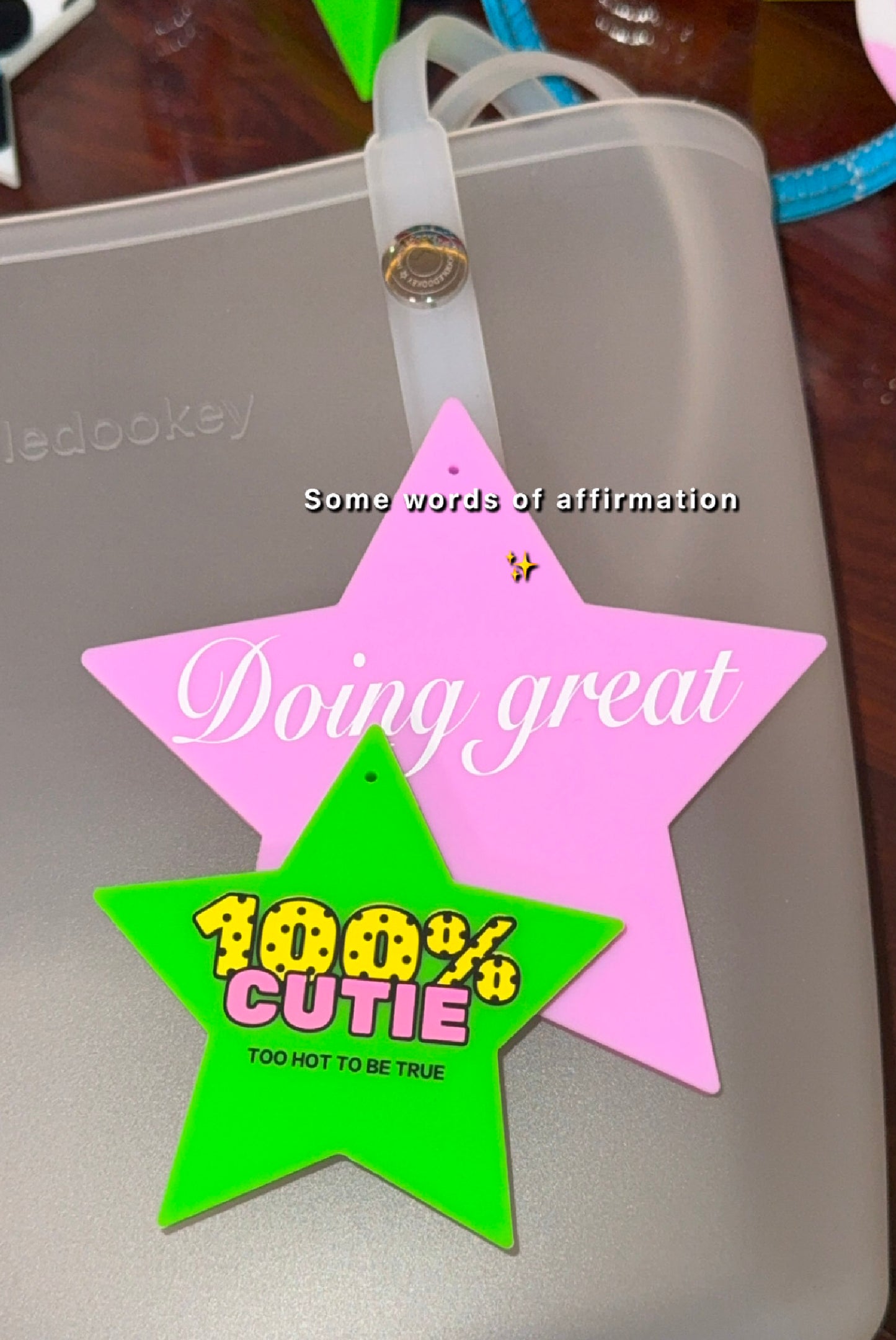 100% Cutie Bag Charm Neon Green