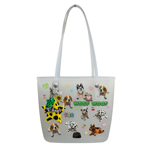 Puppy Tote Bag With Bag Charm Clear